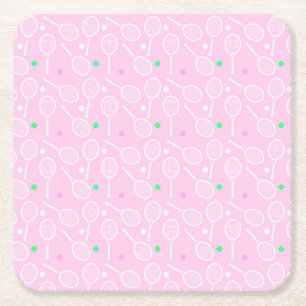 Tennis Racket Pattern Pastel Pink Party Kartonnen Onderzetters