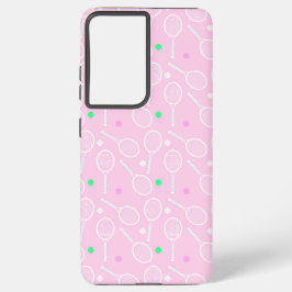 Tennis Racket Pattern Pastel Pink Samsung Galaxy Hoesje