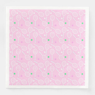 Tennis Racket Pattern Pastel Pink Servet