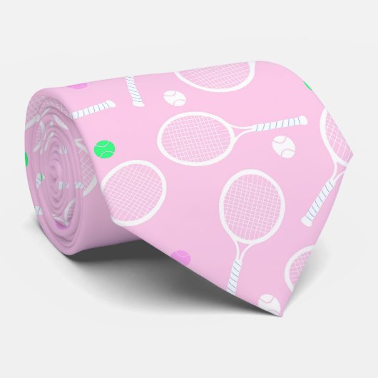 Tennis Racket Pattern Pastel Pink Stropdas (Opgerold)