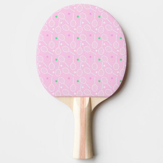 Tennis Racket Pattern Pastel Pink Tafeltennisbatje (Voorkant)