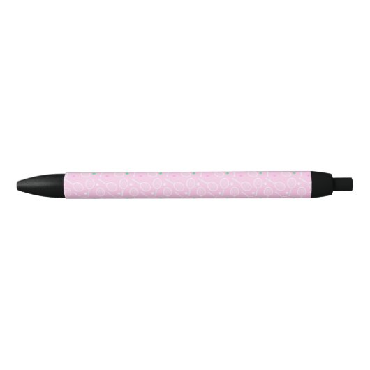 Tennis Racket Pattern Pastel Pink Zwarte Inkt Pen (Voorkant)