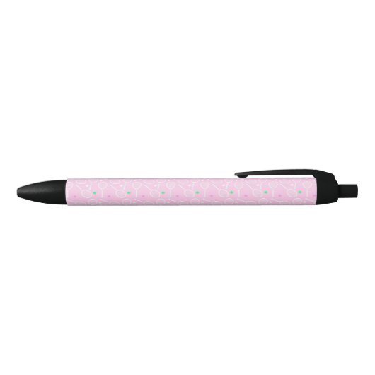 Tennis Racket Pattern Pastel Pink Zwarte Inkt Pen (Bovenkant)