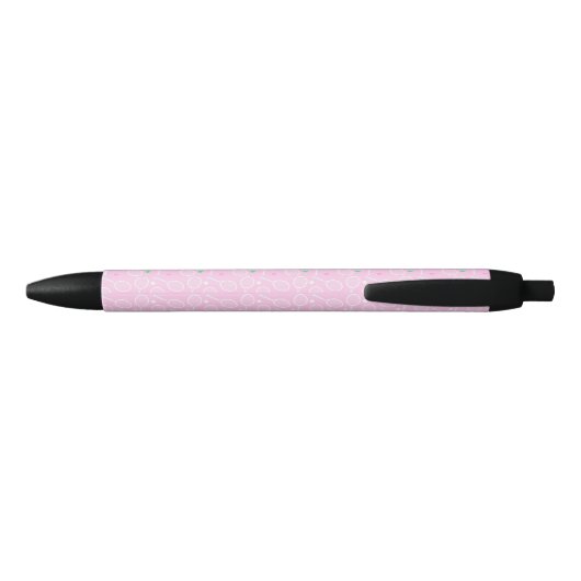 Tennis Racket Pattern Pastel Pink Zwarte Inkt Pen (Achterkant)