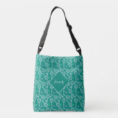 Tennis Racket Pattern Retro Green Crossbody Tas (Achterkant)