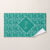 Tennis Racket Pattern Retro Green Handdoek (Handdoek)
