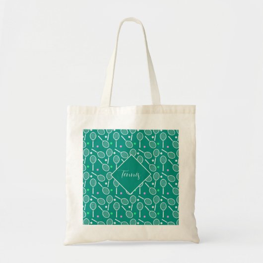 Tennis Racket Pattern Retro Green Tote Bag (Voorkant)