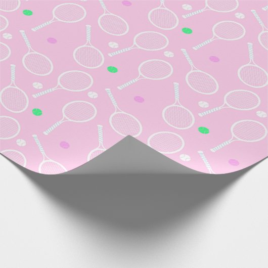 Tennis Racket Pattern roze Cadeaupapier (Hoek)