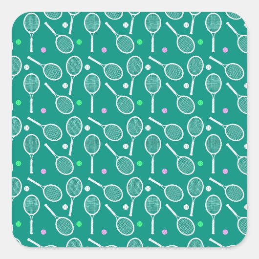 Tennis Racket Pattern Vierkante Sticker (Voorkant)