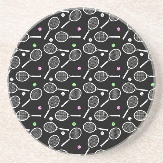 Tennis Racket Pattern Zandsteen Onderzetter (Voorkant)