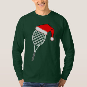 Tennis Racket Santa Hat T-shirt