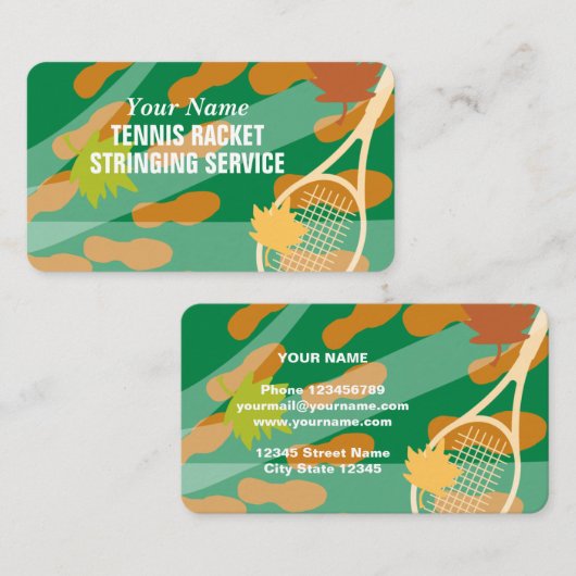 Tennis racket stringing service visitekaartje (Voorkant / Achterkant)