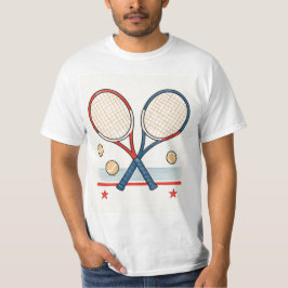 Tennis racket with American themed T-shirt