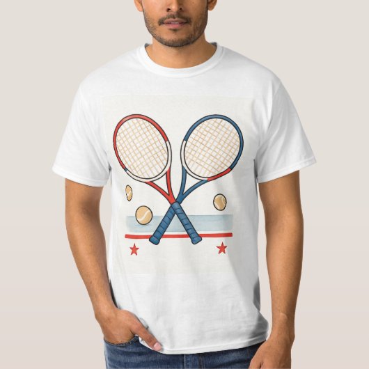 Tennis racket with American themed T-shirt (Voorkant)