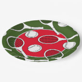 Tennis racket zwarte inkt rode kerst papieren bordje (Gekanteld)