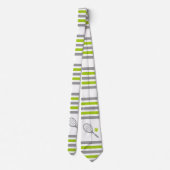 Tennis rackets and ball green and gray stripes stropdas (Achterkant)