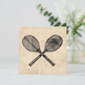 Tennis Rackets Antiek Tennis Racquet Script Paper Kaart (Staand voorkant)