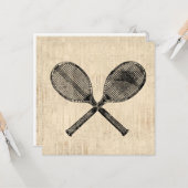 Tennis Rackets Antiek Tennis Racquet Script Paper Kaart (Voorkant / Achterkant in situ)