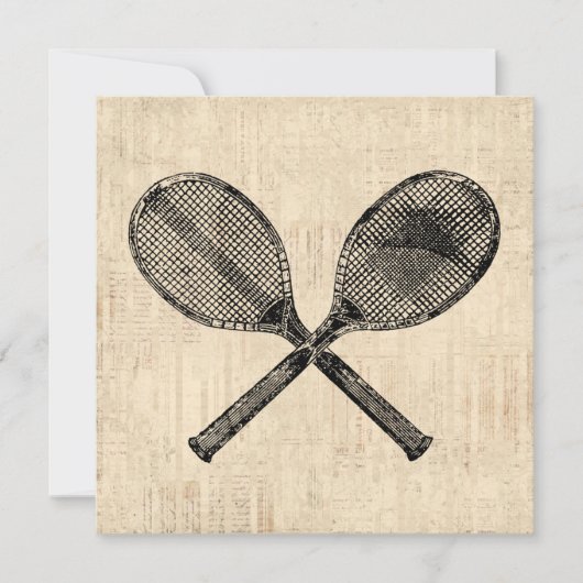 Tennis Rackets Antiek Tennis Racquet Script Paper Kaart (Voorkant)