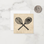 Tennis Rackets Antiek Tennis Racquet Script Paper Notitiekaartje (Voorkant / Achterkant in situ)