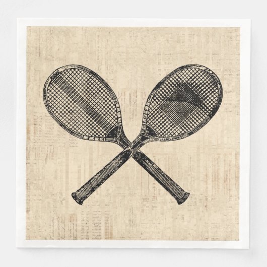 Tennis Rackets Antiek Tennis Racquet Script Paper Servet (Voorkant)