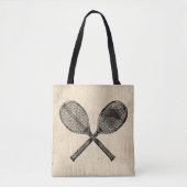 Tennis Rackets Antiek Tennis Racquet Script Paper Tote Bag (Voorkant)