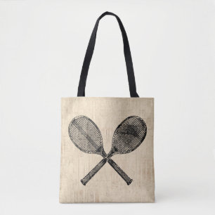 Tennis Rackets Antiek Tennis Racquet Script Paper Tote Bag