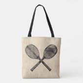 Tennis Rackets Antiek Tennis Racquet Script Paper Tote Bag (Achterkant)