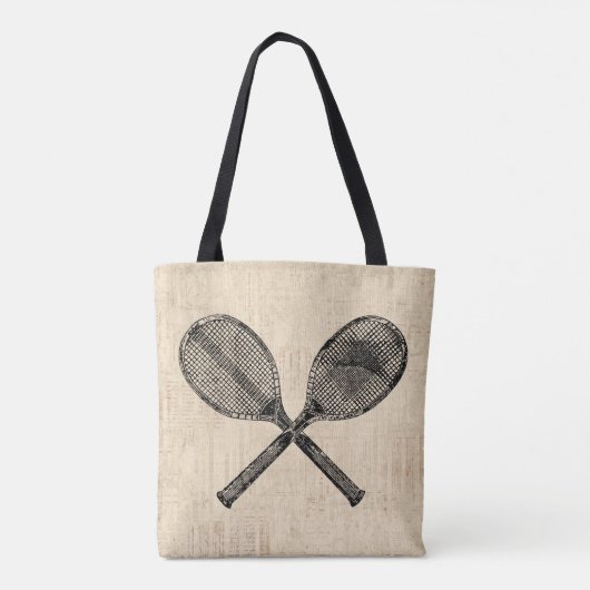 Tennis Rackets Antiek Tennis Racquet Script Paper Tote Bag (Achterkant)