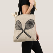 Tennis Rackets Antiek Tennis Racquet Script Paper Tote Bag (Dichtbij)