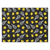 Tennis Rackets & Ballen Speler Coach Geel Zwart Tafelkleed (Voorkant (Horizontaal))