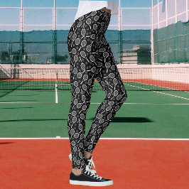 Tennis Rackets & Balls Grijs Sportpatroon Vrouwen Leggings