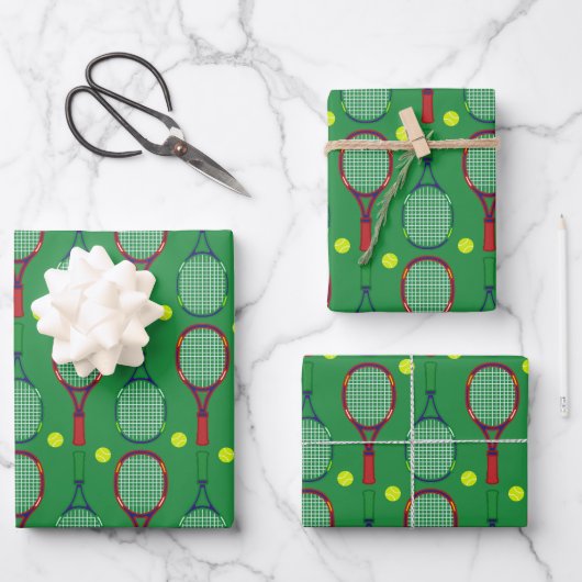 Tennis Rackets & Balls Pattern Inpakpapier Vel (Voorkant)