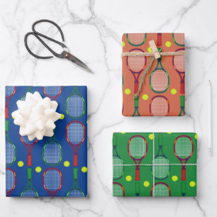 Tennis Rackets & Balls Pattern Inpakpapier Vel