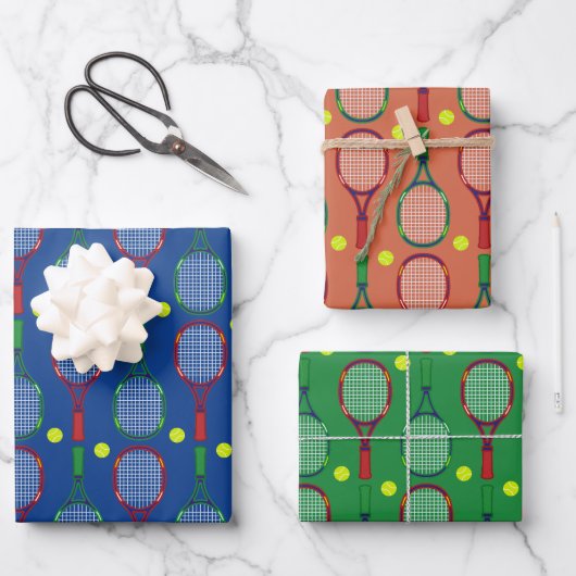Tennis Rackets & Balls Pattern Inpakpapier Vel (Voorkant)