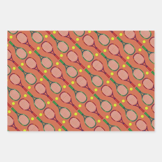Tennis Rackets & Balls Pattern Inpakpapier Vel (Voorkant 3)
