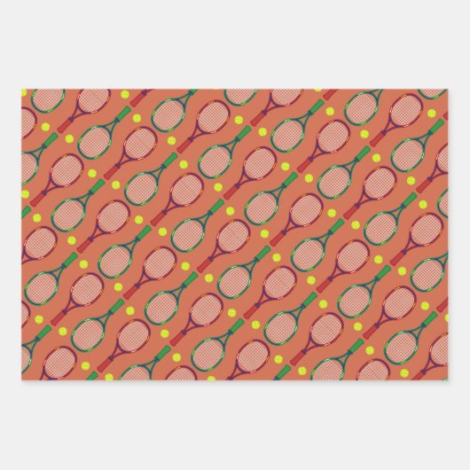 Tennis Rackets & Balls Pattern Inpakpapier Vel (Voorkant 2)