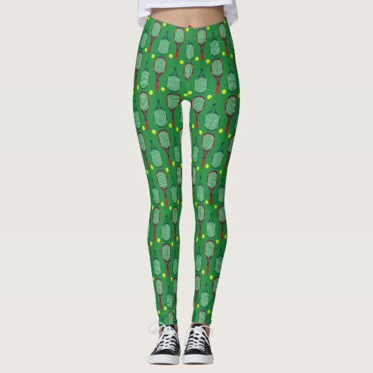 Tennis Rackets & Balls Pattern Leggings (Voorkant)