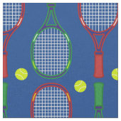 Tennis Rackets & Balls Pattern Stof (Close Up)
