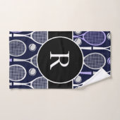 Tennis Rackets & Balls Team Name Monogram Paars Handdoek (Handdoek)