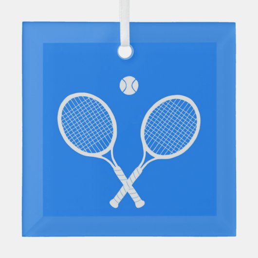 Tennis Rackets Blue Background Glas Ornament (Voorkant)
