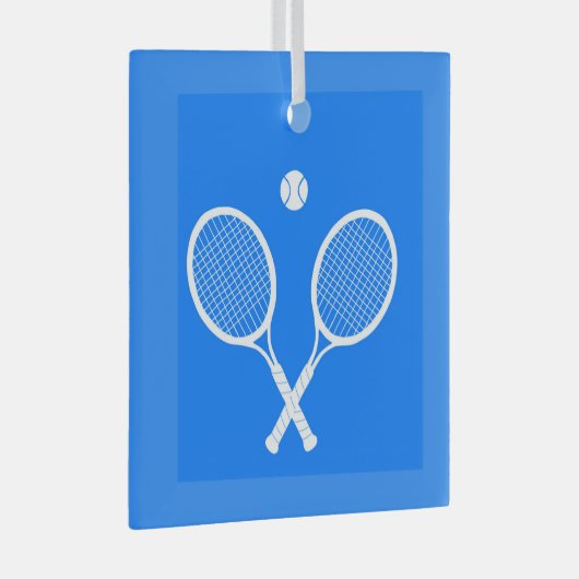 Tennis Rackets Blue Background Glas Ornament (Voorkant Rechts)