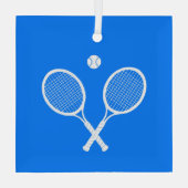 Tennis Rackets Blue Background Glas Ornament (Achterkant)