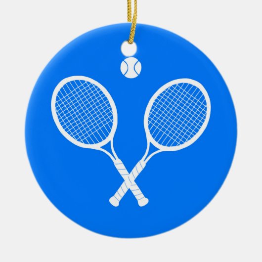 Tennis Rackets Blue Background Keramisch Ornament (Voorkant)