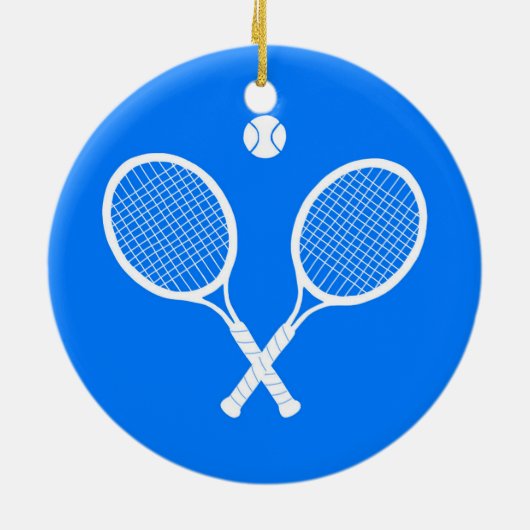 Tennis Rackets Blue Background Keramisch Ornament (Achterkant)