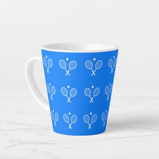 Tennis Rackets Blue Background Latte Mok (Linkerhoek)