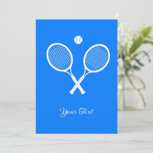 Tennis Rackets Blue Background Party - Gepersonali Kaart (Staand voorkant)