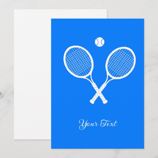 Tennis Rackets Blue Background Party - Gepersonali Kaart (Voorkant / Achterkant)