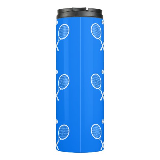 Tennis Rackets Blue Background Thermosbeker (Achterkant)