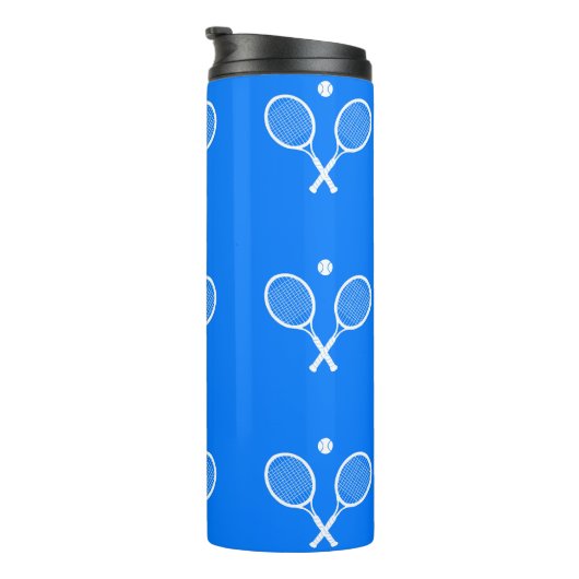 Tennis Rackets Blue Background Thermosbeker (Geroteerd rechts)